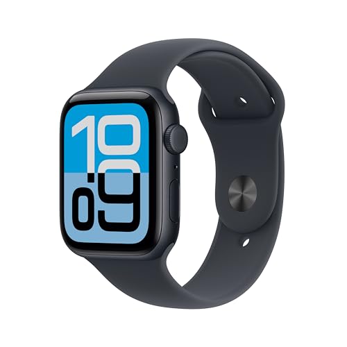 Apple Watch SE 3 GPS + Cellular 44 mm Smartwatch mit Aluminiumgehäuse in Mitternacht und Sportarmband in Mitternacht (S/M). Fitness‑ und Schlaftracker, Herzfrequenzmesser, Always-On Display