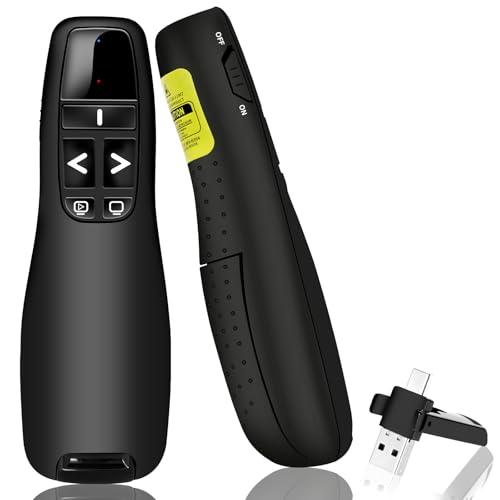 Oridolly Presenter USB C, Kabellose 2.4 GHz Laserpointer via Type-C and USB-A Empfänger, 30m Reichweite, Powerpoint Fernbedienung Roter Laser Pointer for Windows 7/8/10/Mac/Linux/Android