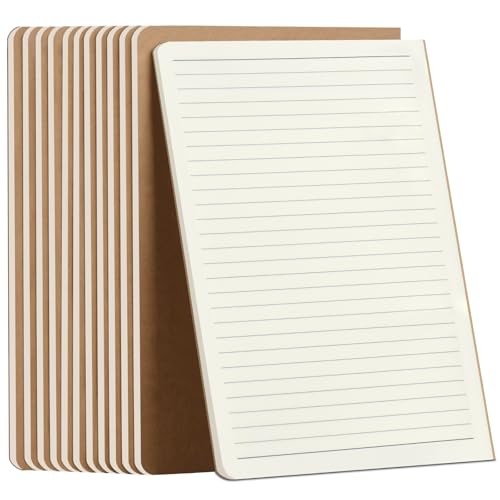 ZCZN Notizbuch A5 liniert, 12 Stück Kraft Cover Notizheft mit 30 Blatt, Heft für Büro und Schule