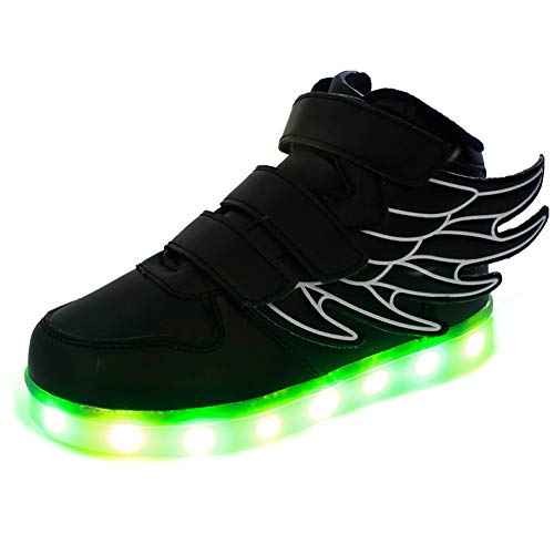 Lovelysi Kinder Junge Mädchen 7 Farbe USB Aufladen LED Hoch-Oben Schuhe Leuchtend Sportschuhe Farbwechsel Sneaker Turnschuhe für Junge Mädchen Geburtstagsgeschenk