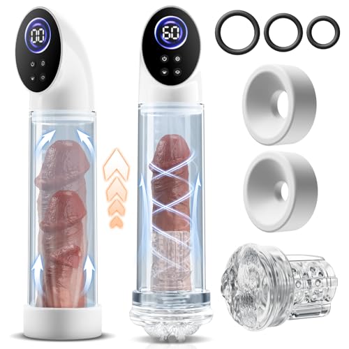 Penispumpe für Penisvergrößerung mit 6 Saugstufen, LCD-Display elektrische Penis Pumpe Vakuumpumpe Sex Spielzeug für Männer zum masturbieren für Männer mit Taschenmuschi Masturbator Penisring
