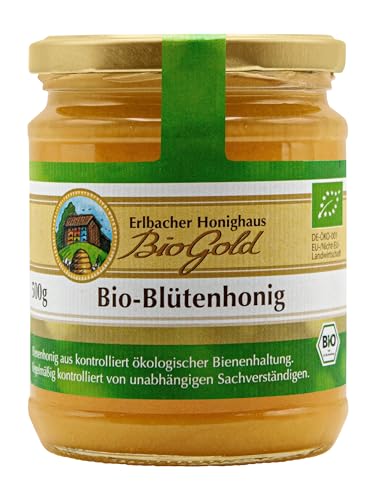 Erlbacher Honighaus BioGold Bio-Blütenhonig 500g cremig - Aromatisch-vollmündiger und feincremiger Honig aus ökologischer Bienenhaltung (1 x 500g)