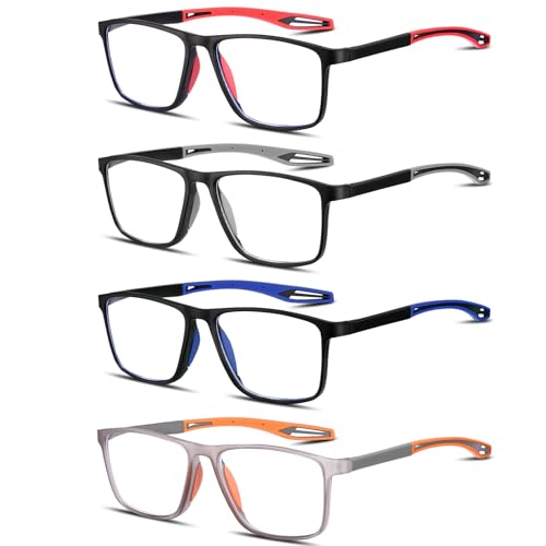Jostift 4 Pack Lesebrille Herren Reading Glasses Sportlicher Quadratische Blaulichtblockierende Lesebrillen für Herren, 2.5
