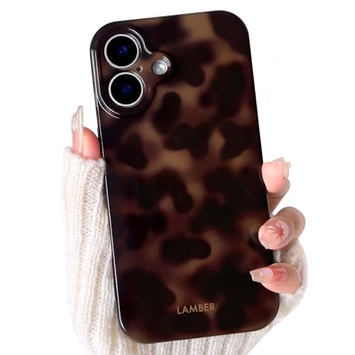 NITITOP Kompatibel mit iPhone 16 Hülle Süßes Leopard Muster Braun Ästhetische für Frauen Mädchen Bernstein Design Stilvoll Weiche TPU Schutzhülle Handyhülle - Braun2