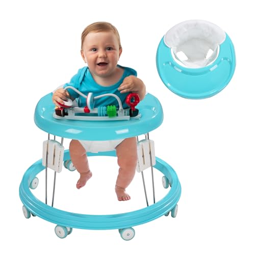Lauflernhilfe Baby Walker, Faltbare Multifunktions-Anti-Rollover, 5-stufig höhenverstellbar, Lauflernhilfe für 6-15 Monate, geeignet für jedes Gelände (Grün)