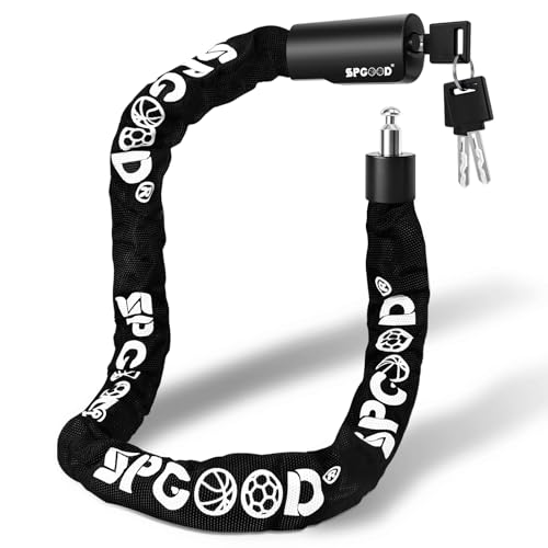 SPGOOD Fahrradschloss mit 3 Schlüssel,Fahradschloß 90CM aus 6mm Stahlkette,Fahrradschlösser mit Wasserdichter Abdeckung,Anti-Diebstahl Hohe Sicherheit Kettenschloss für Fahrrad,E-Bike,MTB,Motorrad