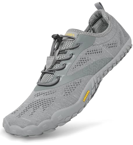 SAGUARO Barfuss Schuhe Damen Barfußschuhe Herren Zehenschuhe rutschfest Atmungsaktive Barefoot Shoes Indoor & Outdoor Barfussschuhe mit Breiter Zehenbox & Zero Drop Solhe, Grau, 43 EU