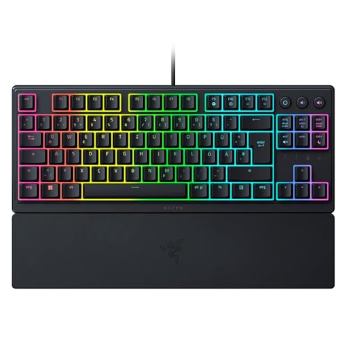 Razer Ornata V3 Tenkeyless - Kompakte Flache Gaming-Tastatur (Mecha-Membran-Switches, Tastenkappen mit Anti-UV-Beschichtung, Beleuchtete Separate Medientasten) QWERTZ DE-Layout | Schwarz