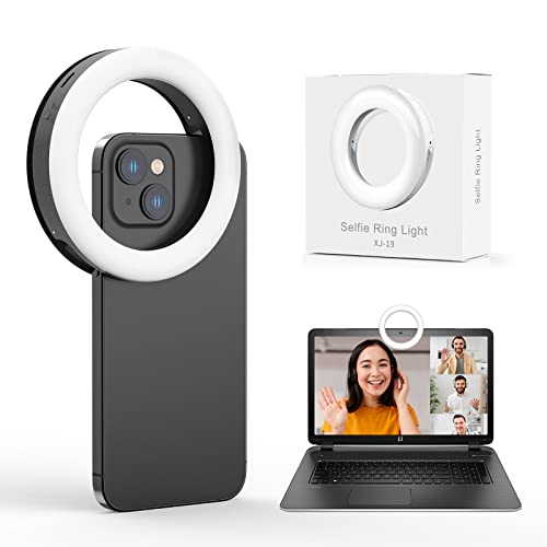 Selfie Licht, Ringlicht Handy, 40 LEDs Ringleuchte Mit DREI Farbmodi, USB-Laden Ring Licht für Mobiltelefon, Laptop, Zoom-Treffen, Make-ups, Video-Anrufe, Streaming(Schwarz)