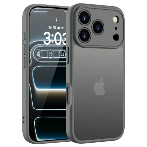 WXX für iPhone 17 Pro Hülle Matt Case Transluzente Rückseite, Kratzfeste Rundumschutz Anti-gelb Handyhülle für iPhone 17 Pro 6.3” Dunkel Grau