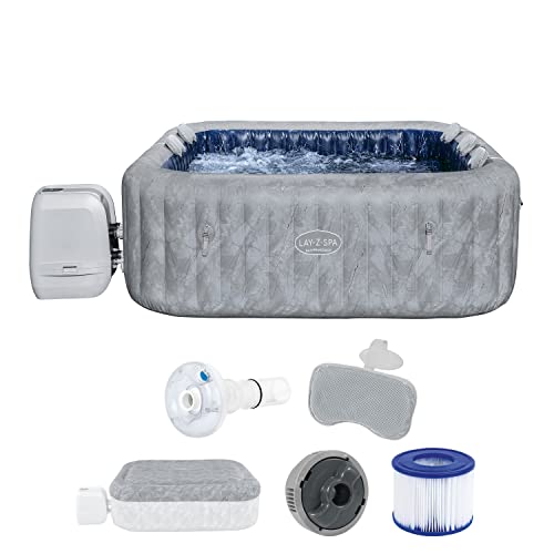 Bestway® Lay-Z-SPA® Energiespar-Whirlpool San Francisco HydroJet Pro™ mit App-Steuerung, für 7 Personen 230 x 230 x 71 cm, Marmor-Optik (Samtgrau)