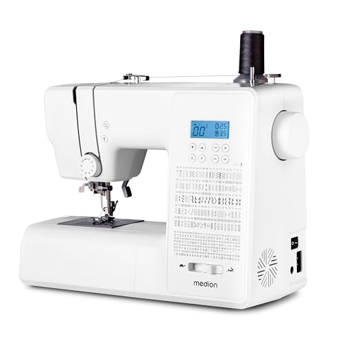 MEDION Digitale Nähmaschine SD36 (36 Watt, einstellbare Stichlänge und Stichbreite, 270 Stichmuster, LED Nählicht, automatischer Einfädler, Fußpedal, Rückwärtstaste, Fadenschneider, MD11881) weiß
