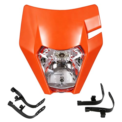 Lichtmaske Motorrad Dirt Bike Scheinwerfer Für Supermoto-Orange | Motorrad Scheinwerfer Verkleidung Maske Tagfahrlicht Für ATV Scooter Dirt Bike Motocross Enduro