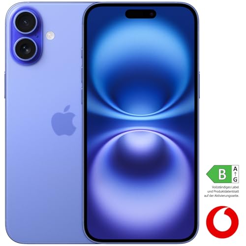 Apple iPhone 16 mit Vodafone Vertrag | Aktion: 25% Basispreis-Rabatt | 24 Mon. Laufzeit | in Ultramarin | mit 128 GB Speicher