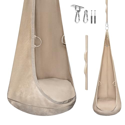 MAMOI® Samtkokon – Hängesessel für Innenräume mit weichem Kissen, eleganter Hängesitz mit Griffen, Premium-Samt, robuste Konstruktion mit Aufhängeelement