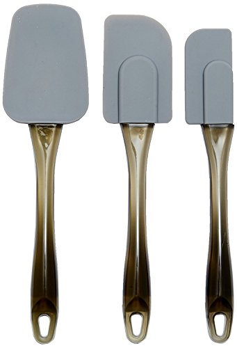 Amazon Basics Rechteckig Teigschaber, Silikon, 3 teiliges Set, Grau