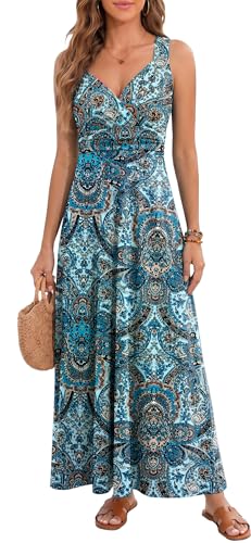 YUTILA Maxikleid Damen Sommer ärmellos Kleid Lang
