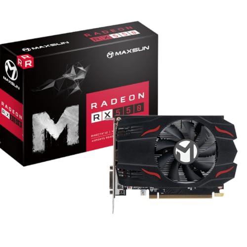 maxsun Grafikkarten AMD Radeon RX 550 Grafikkarte 4GB Graphics Card ITX Computer PC Gaming GPU, 128-Bit DirectX 12 PCI Express X16 3.0 DVI-D Dual Link, HDMI, DisplayPort