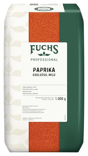 Fuchs Professional - Paprika edelsüß mild | Mildes Gewürz für Gulasch, Saucen und Dips | Profi-Qualität für Großverbraucher und Gastronomie | 1 kg im recyclebaren Beutel