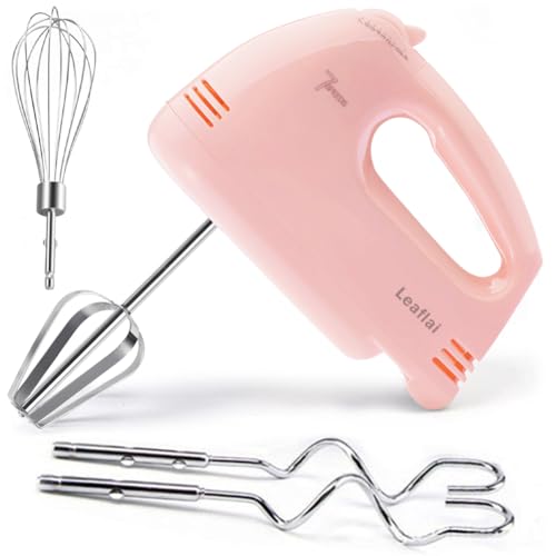 Leaflai Elektrischer Handmixer 7 Stufiger 300W, Rosa