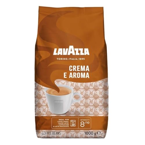 Lavazza, Crema e Aroma, Arabica und Robusta Kaffeebohnen, Ideal für Espressomaschinen, mit Schokoladigen Aromen, Reicher und Vollmundiger Geschmack, Intensität 8/10, Mittlere Röstung, 1 kg Packung