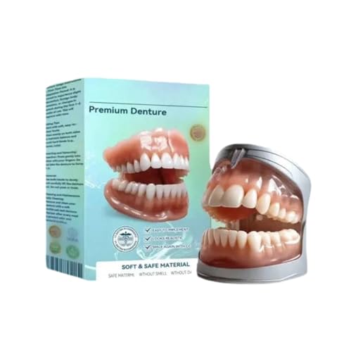Komplettes Gebiss, Premium-Vollprothese, bequeme, natürlich aussehende Zähne, Zahnersatz-Set für Männer und Frauen (1 Satz)