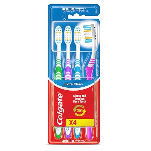 Colgate Extra Clean Zahnbürste, Medium, (1 Packung, 4 Stück)