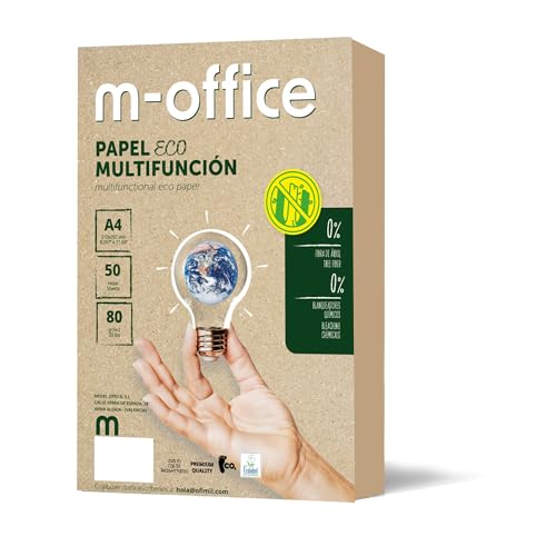 Recyclingpapier, DIN A4, 80 g, Papier für Kopierer und Drucker, 1 Packung mit 50 Blatt A4, 100% Recyclingpapier, m-office (50 Blatt)
