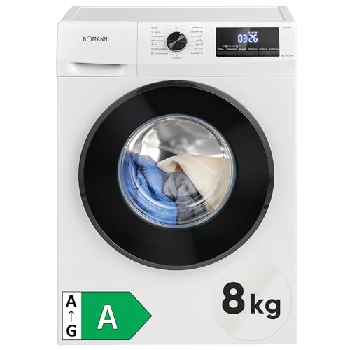 Bomann® Waschmaschine 8kg | max. 1400 U/min | 10 Jahre Motor-Garantie | robuster, leiser & langlebiger Invertermotor | 15 Waschprogramme | LED-Display | Washing Machine mit Dampffunktion | WA 7185.1