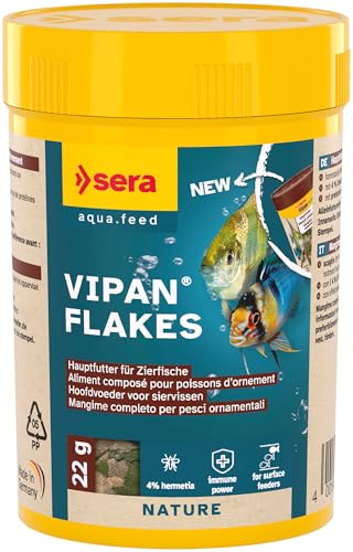 sera Vipan Flakes 100 ml (22 g)| Fischfutter Aquarium für Zierfische | Flockenfutter Aquarium | Fischfutter Flocken mit 4% Insektenmehl | Naturnahe Ernährung | Fördert Gesundes Wachstum