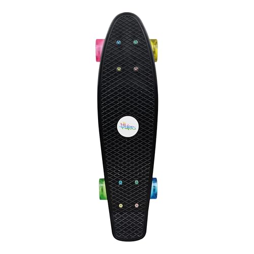 Muuwmi Skateboard Fun Neon – mit LED-Leuchtrollen - Board Deck 57x15cm - ABEC5 und PU-Rollen 60x45mm