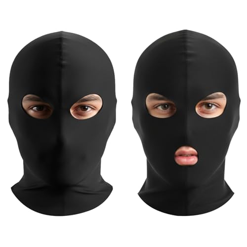 Cheynn 2 Stück Sturmhaube Atmungsaktiv, Lustige Schwarze Gesichtshaube Herren Damen Dünn Fahrrad Sturmmaske Motorrad Balaclava Sexy Vollgesichtsmaske Cosplay Kostümzubehör