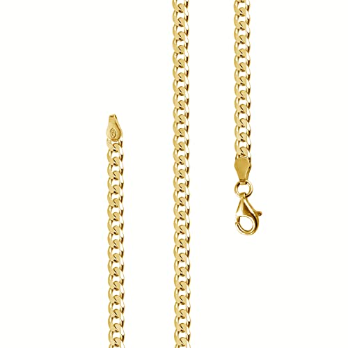 Lijoh Panzerkette Herren vergoldet 925 Silber Kette 4,2 mm Goldkette Männer Halskette Länge 50 cm LJ1042-550