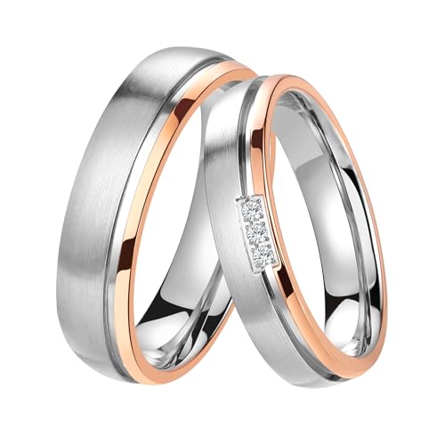 DOOSTI Partnerringe/Trauringe Dainty - Bicolor Chirurgischer Edelstahl mit Gratis Gravur …