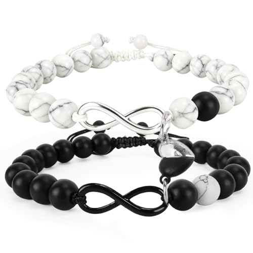 Partner Armbänder, 2 Stück Pärchen Armband Verstellbaren Bändern Und Sich Gegenseitig Anziehenden Herzen,Jahrestag Geschenk Für Ihn,Pärchen Geschenke,Valentinstagsgeschenke Für Frau Freundin Ehemann