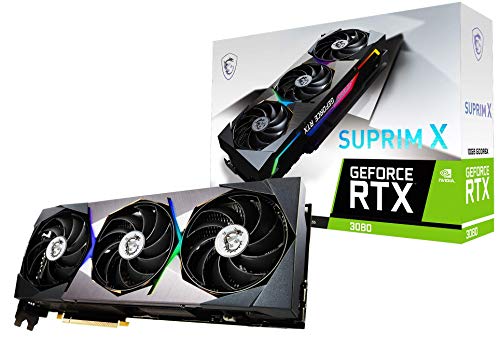 MSI GeForce RTX 3080 SUPRIM X 10G LHR Gaming Grafikkarte - NVIDIA RTX 3080 LHR, GPU 1905 MHz, 10 GB GDDR6X Speicher