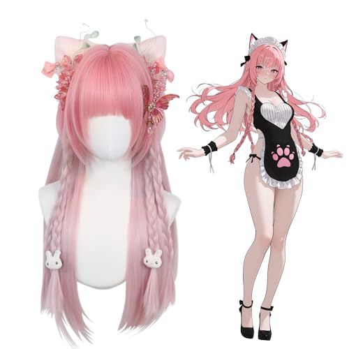 KORURACLUB Anime Cosplay Perücke Damen Farbverlauf Wig Characters Spielen Lolita Wigs Halloween Cosplay Requisiten (Kein Zubehör enthalten)(SakuraHime）