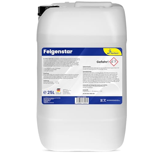 Mr. Perfect Felgenreiniger für Alufelgen & Stahlfelgen 25L | Saurer Felgen Reiniger entfernt hartnäckige Verschmutzungen, Bremsstaub & Flugrost | Felgenpflege für Auto & Motorrad | Made in Germany