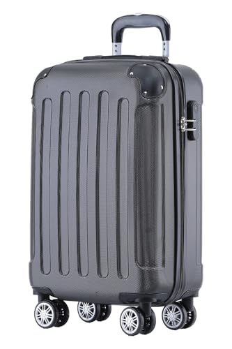 BEIBYE Zwillingsrollen Hardcase Reisekoffer Koffer Trolleys Hartschale in XL-L-M in 14 Farben (Schwarz, Handgepäck (55cm))