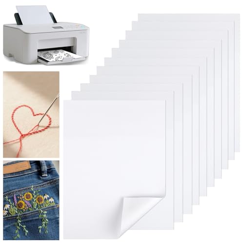 Kievano 10x A4 Stickvlies Wasserlöslich Selbstklebend, Bedruckbar Stickvlies für Stickmaschine & Handstickerei, Vliesstoff Auflösbar im Wasser, Ideal für DIY-Stickerei, Kleidung & Textilien