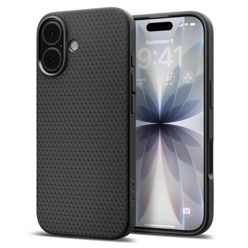 Spigen iPhone 17 Hülle [rutschfest] [DURCHDACHTE Details] Liquid Air Case Slim TPU mit Truss-Design, Militärgeprüfter Schutz, Sound Tunnel Technologie Handyhülle –Matte Black