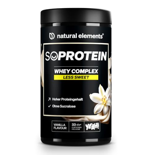natural elements Whey Protein Pulver Vanille 1kg, 25g Protein pro Portion