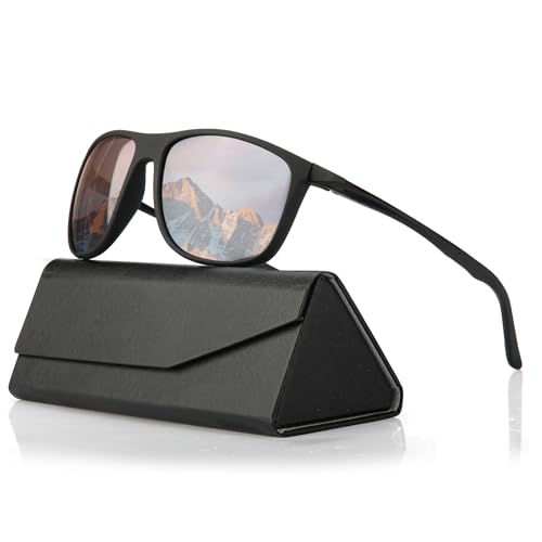 Missfive Klassisch Sonnenbrille Herren Polarisiert UV400 Schutz, Polarisierte Sonnenbrille mit Metall Federscharnier TR Rahmen - für Autofahren/Angeln/Wandern, Schwarz