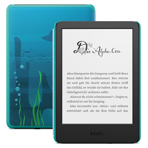 Amazon Kindle Kids (neueste generation) – Falls das Gerät kaputtgeht, ersetzen wir es. Inklusive altersgerechter Bücher, Hülle, blendfreiem Bildschirm und schnellerem Umblättern– Ozeanentdecker-Design