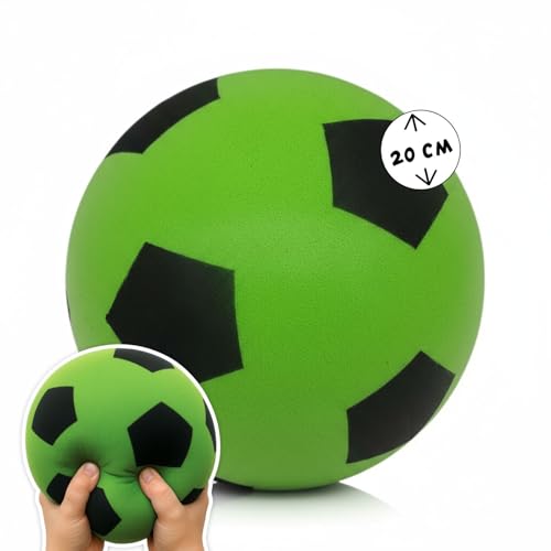 alldoro 63104 Schaumstoffball Grün, Ø 20 cm, extra weicher Softball, Fußball für Kinder ab 0 Jahren, leise & leicht, Ball für Indoor & Outdoor