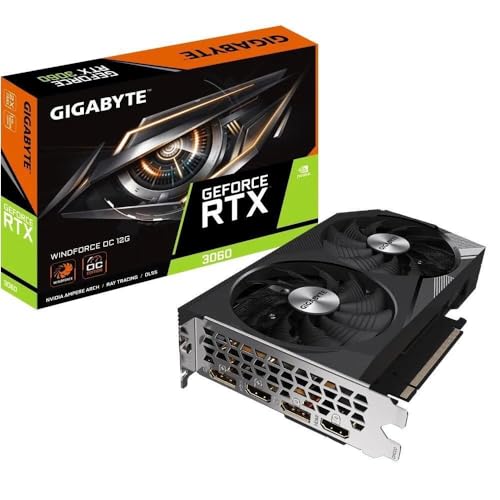 Gigabyte NVIDIA GeForce RTX 3060 WINDFORCE OC V2 Graphics Card - 12GB GDDR6, 192-bit, PCI-E 4.0, 1792MHz Core Clock, 2 x DP 1.4, 2 x HDMI 2.1, NVIDIA Ampere - GV-N3060WF2OC-12GD