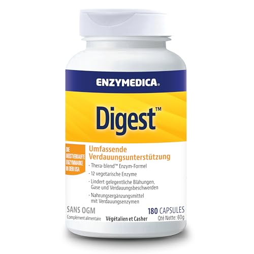 Enzymedica - Digest, schnell wirkende Enzym-Formel, reduziert Gase und Blähungen, verbessert die Nährstoffaufnahme und Energie, glutenfrei, milchfrei, vegetarisch, 180 Kapseln