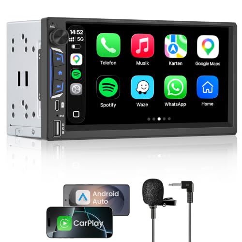2 DIN Autoradio Bluetooth mit Bildschirm, Wireless CarPlay & Android Auto