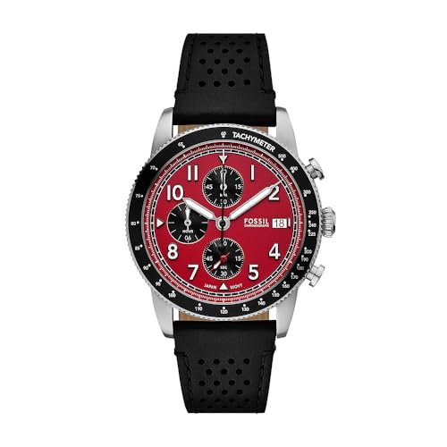 Fossil Herren Analog Quarz Uhr mit Leder Armband FS6086