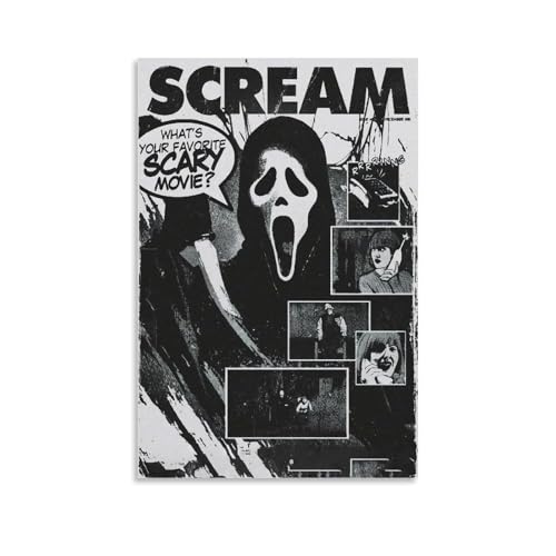 PANTTING Scream Horror-Film-Poster, ästhetischer Leinwand-Kunstdruck, Heimdekoration für Schlafzimmer, Wohnzimmer, 30 x 45 cm, ungerahmter Stil